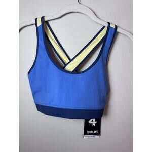 Fourlaps Womens Azure Midnight Banana Crisscross Back Infinity Sports Bra S $68